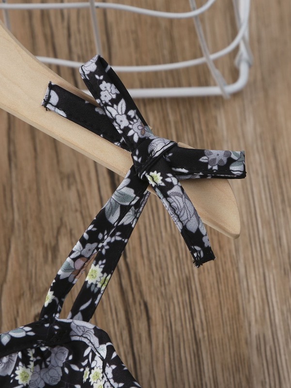 Toddler Girls Floral Print Tie Shoulder Cami Dress SHE