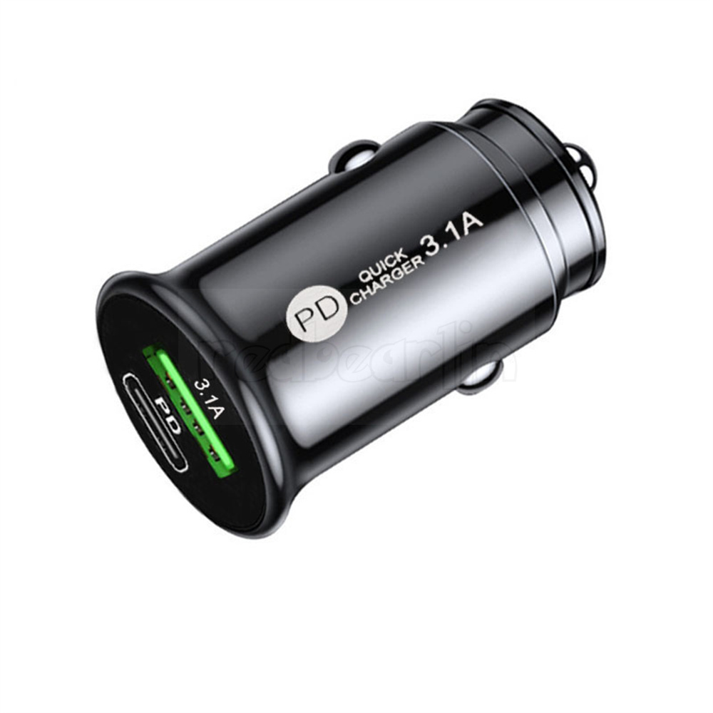 3.1A High Speed Dual Ports PD Car Charger USB-C Type c Car Chargers AutoPower Adapters Chargers For Ipad Iphone x xr 11 12 13 14 15 Samsung htc androi