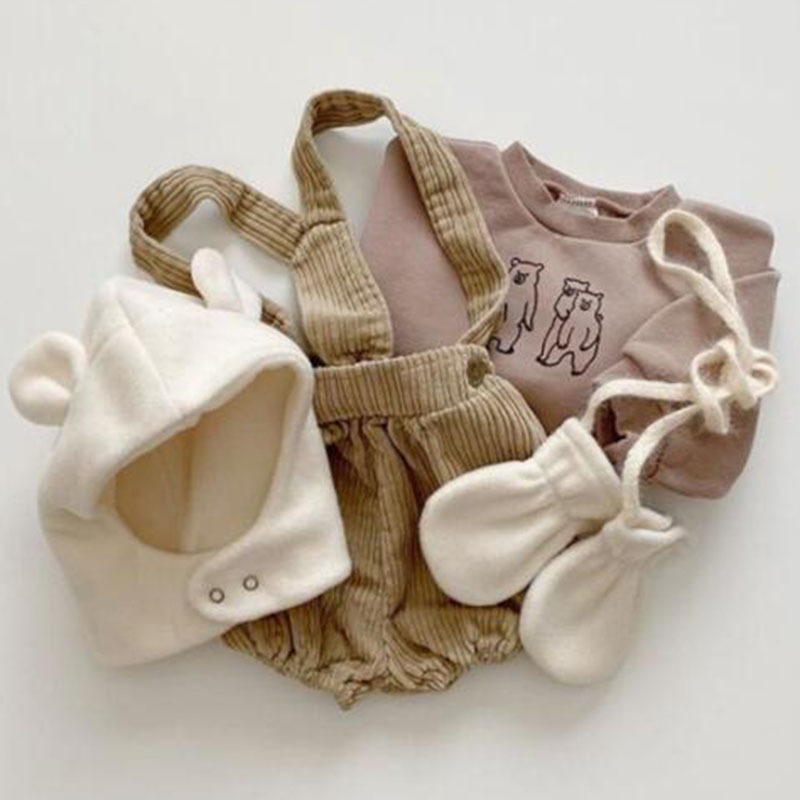 0-2Yrs Infant Baby Boys Girls Corduroy Braces Rompers Clothing Spring Autumn Kids Boy Girl Clothes 210521