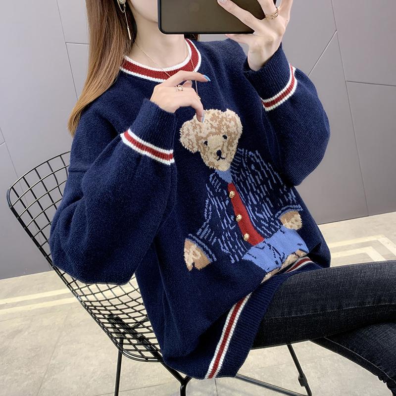 Women's Sweaters Fashion 2021 Women Autumn Winter Bear Sweater Pullovers Casual Warm Female Knitted Cartoon Pullover Lady Shrugs, White;black
Women's Sweaters Fashion 2021 Women Autumn Winter Bear Sweater Pullovers Casual Warm Female Knitted Cartoon Pullover Lady Shrugs, White;black