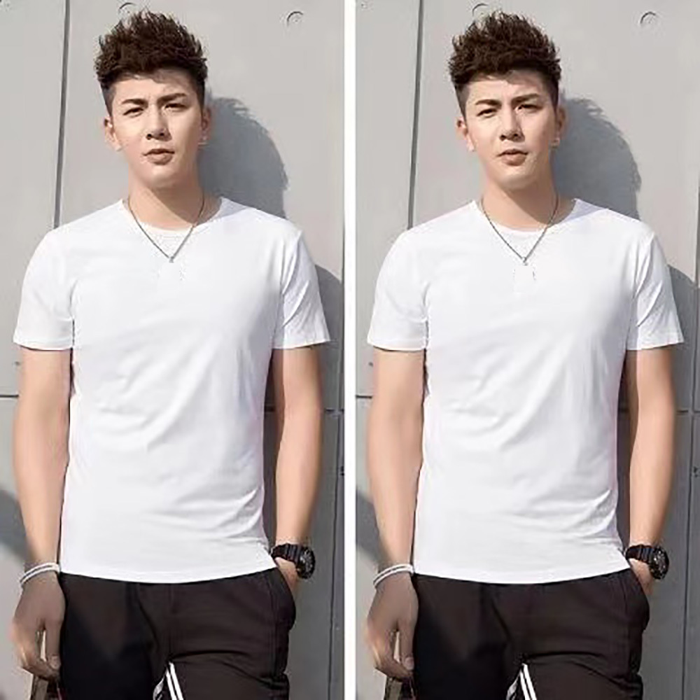 2Pcs Men Tshirt Spandex Fitnes Clothing Man Tops Tees T Shirt For Male Solid Color Tshirts multi Colors T-Shirt B0890 210518