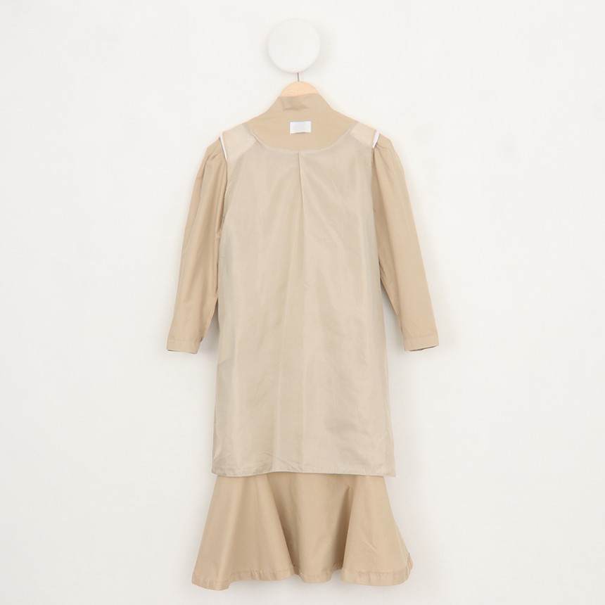 Minimalist Double-breasted Puff Sleeve Mermaid Trench Coat Elegant OL Outwear Autumn Lace-up Lapel Windbreaker 210421