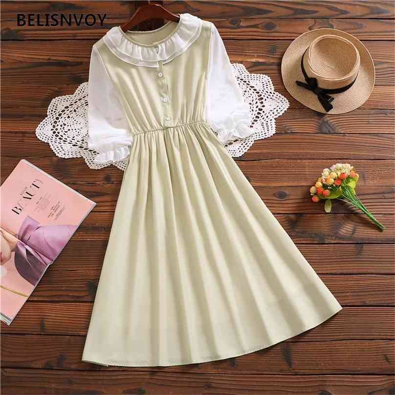 Japanese Preppy Style Autumn Spring Women Dress Peter Pan Collar High Waist Femme Robe Vestidos Kawaii Cute Student Dresses 210520, Green
Japanese Preppy Style Autumn Spring Women Dress Peter Pan Collar High Waist Femme Robe Vestidos Kawaii Cute Student Dresses 210520, Green