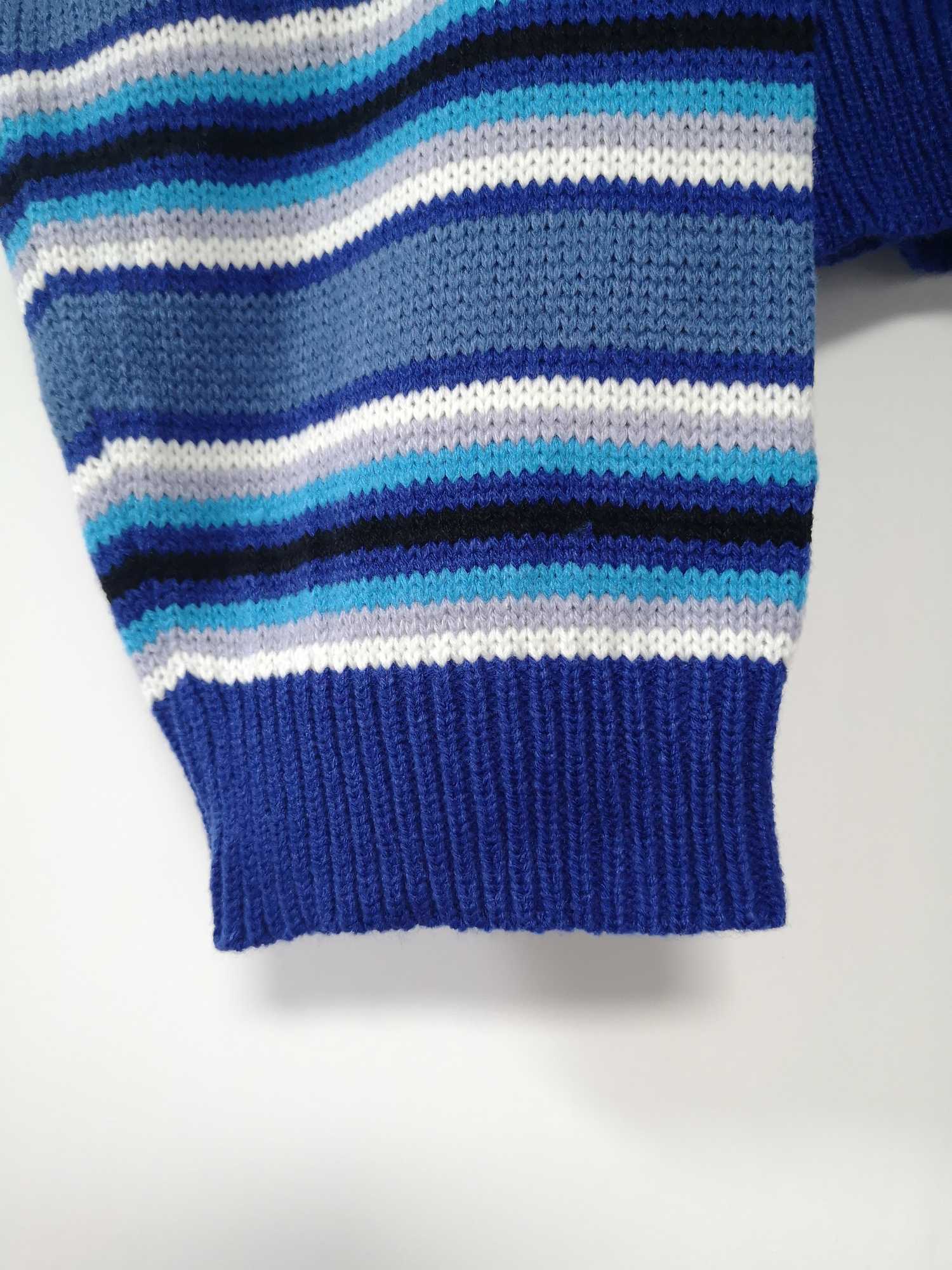 Clarissa Sweater Blue & White Striped Oversized Jumper Embroidered Mock Neck Cropped Pullovers Harajuku Women's Sweaters / 210918