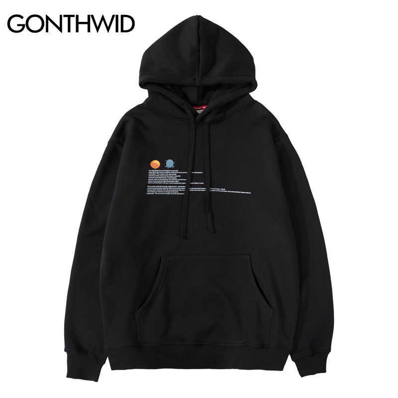 GONTHWID Universe Big Bang Print Fleece Pullover Hoodies Sweatshirts Men Casual Hooded Hoodie Hip Hop Streetwear Fashion Tops 210813
