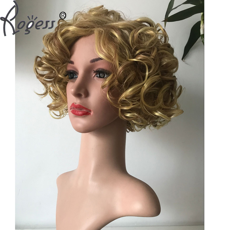 Fashion Short Curly Synthetic BOB wig Blond Natural Wave Hair wigs for women