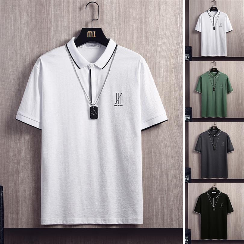 summer shirt business casual classic men polos stripe lapel short sleeve slim breathable letter, White;black
summer shirt business casual classic men polos stripe lapel short sleeve slim breathable letter, White;black