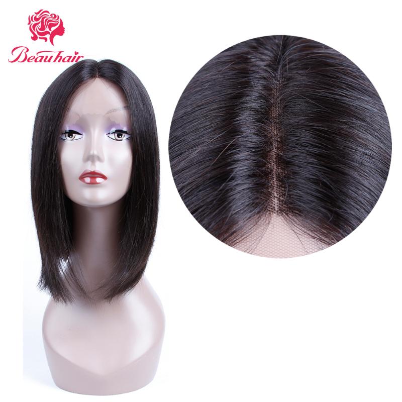 Brazilian Human Hair Lace Bob Wig Straight Middle Part Full Remy 10 12 14 Women BeauHair Wigs