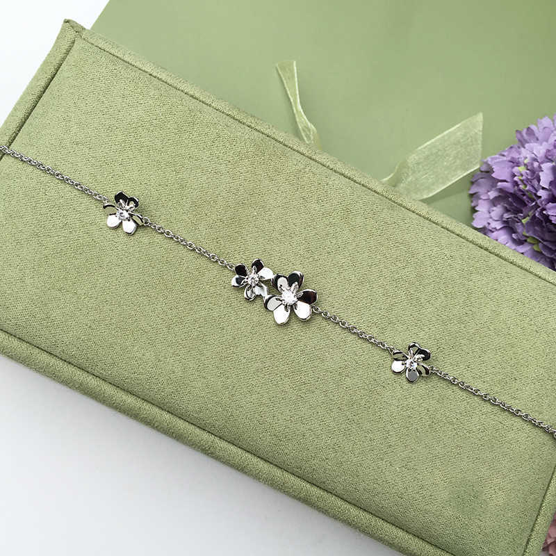 Brand Pure 925 Sterling Silver Clover Bracelet Womens Lucky Charm Jewelry Z250910