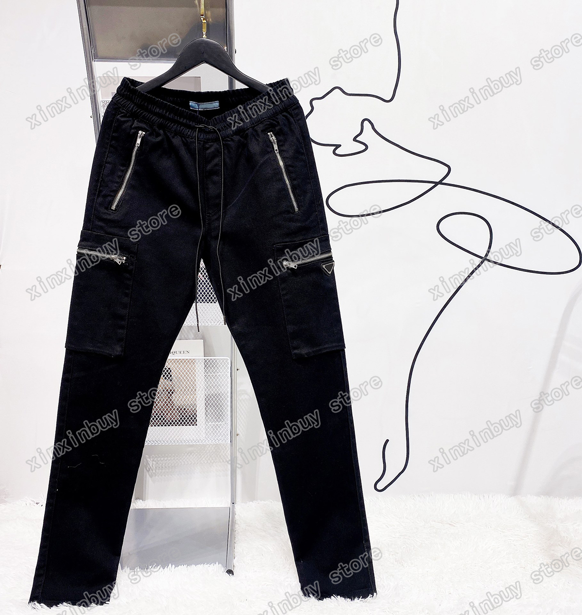 21ss France Italy Mens womens designer pants fashion zipper Metal triangle label jacquard side webbing men women casual cotton Black blue XS-XL
21ss France Italy Mens womens designer pants fashion zipper Metal triangle label jacquard side webbing men women casual cotton Black blue XS-XL
