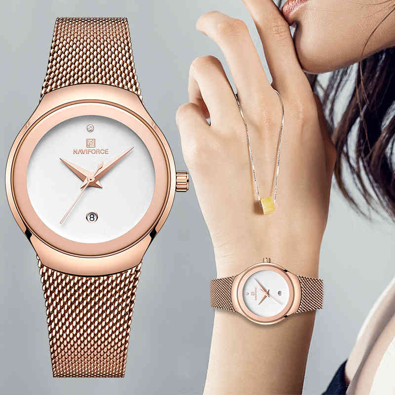 NAVIFORCE Watch Women Fashion Casual Quartz Watches Lady Waterproof Rose Gold Wristwatch Simple Girl Clock Relogio Feminino 210517, Silver white
NAVIFORCE Watch Women Fashion Casual Quartz Watches Lady Waterproof Rose Gold Wristwatch Simple Girl Clock Relogio Feminino 210517, Silver white