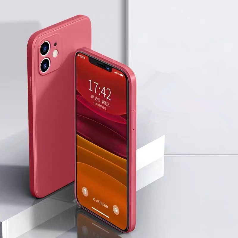 Luxury Square frame Soft Liquid Silicone Cell Phone Cases For iPhone 12 11 Pro Max mini x xr xs 7 8 Plus Back Cover
