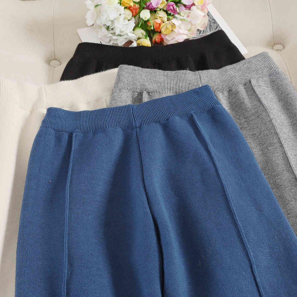 Nomikuma Knitted Thicken Harem Pants Autumn Winter New High Waist Ankle Trousers Causal Solid Women Sweater Pants 6C711 210427