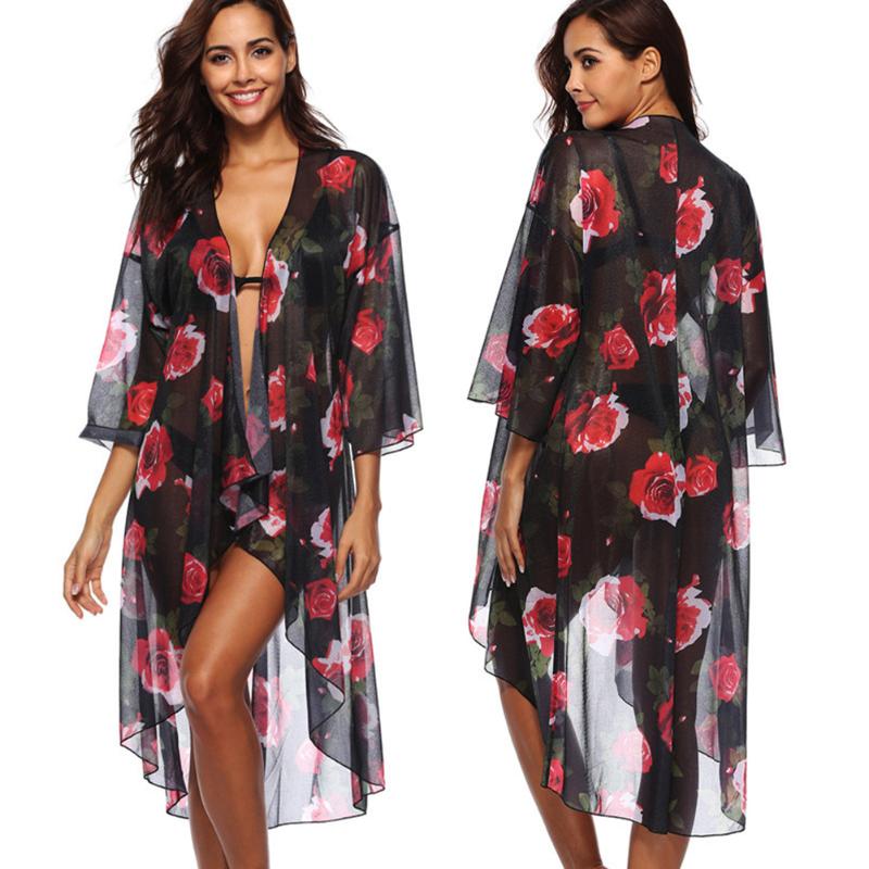 Sarongs Short Sleeve Swimsuit Tops Beach Long Cover Up Bikini Loose Bathing Chiffon Floral Sunscreen Fashion Women Cardigan
Sarongs Short Sleeve Swimsuit Tops Beach Long Cover Up Bikini Loose Bathing Chiffon Floral Sunscreen Fashion Women Cardigan