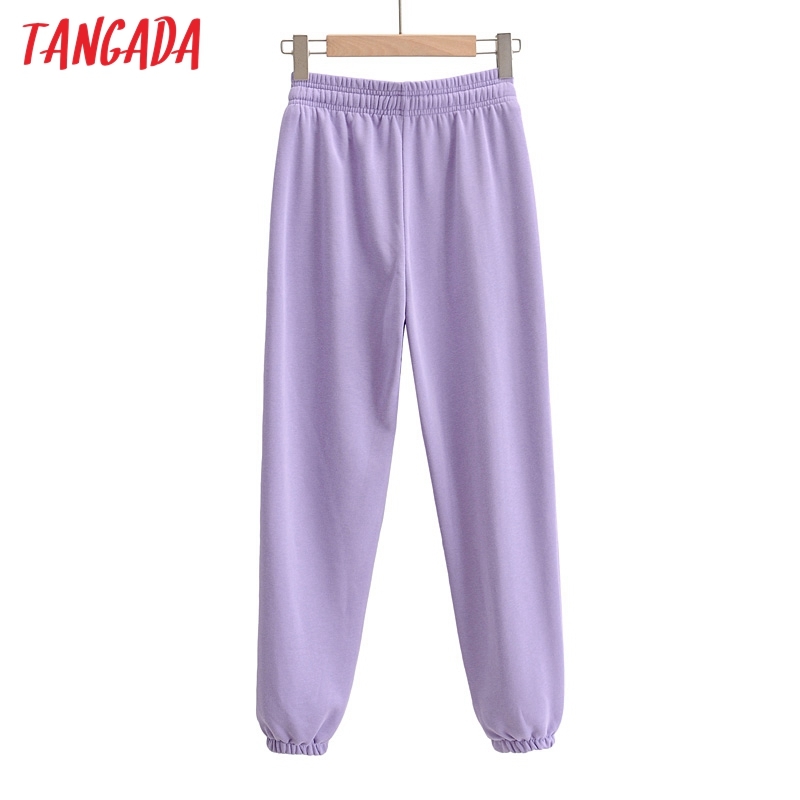 Women Solid White Cargo Strethy Waist Pants Loose Trousers Joggers Female Sweatpants Streetwear 4P52 210416