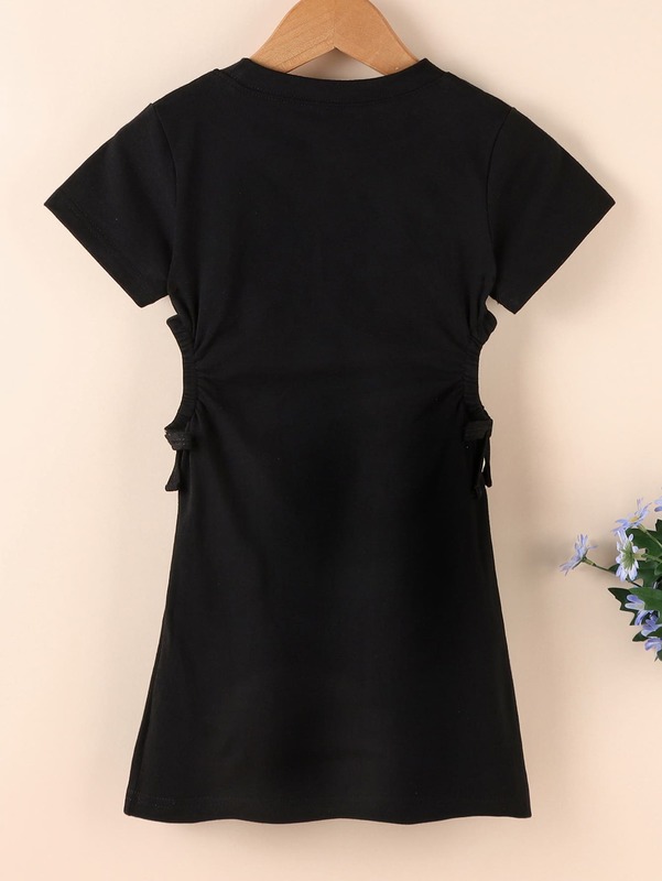 Toddler Girls Cut Out Tie Side Tee Dress SHE