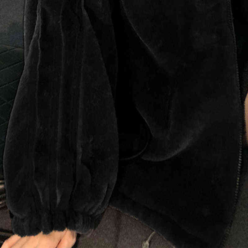 Lautaro Winter Black Oversized Faux Fur Jacket Women Long Sleeve Stand Collar Korean Fashion Arrivals Womens Clothing 211123