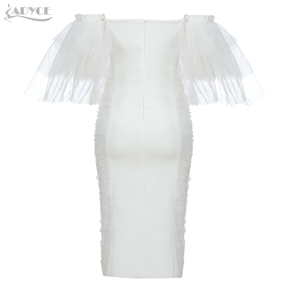 Bandage Dress Women Summer Bodycon Sexy Strapless Mesh Button Evening Party Vestidos 210423