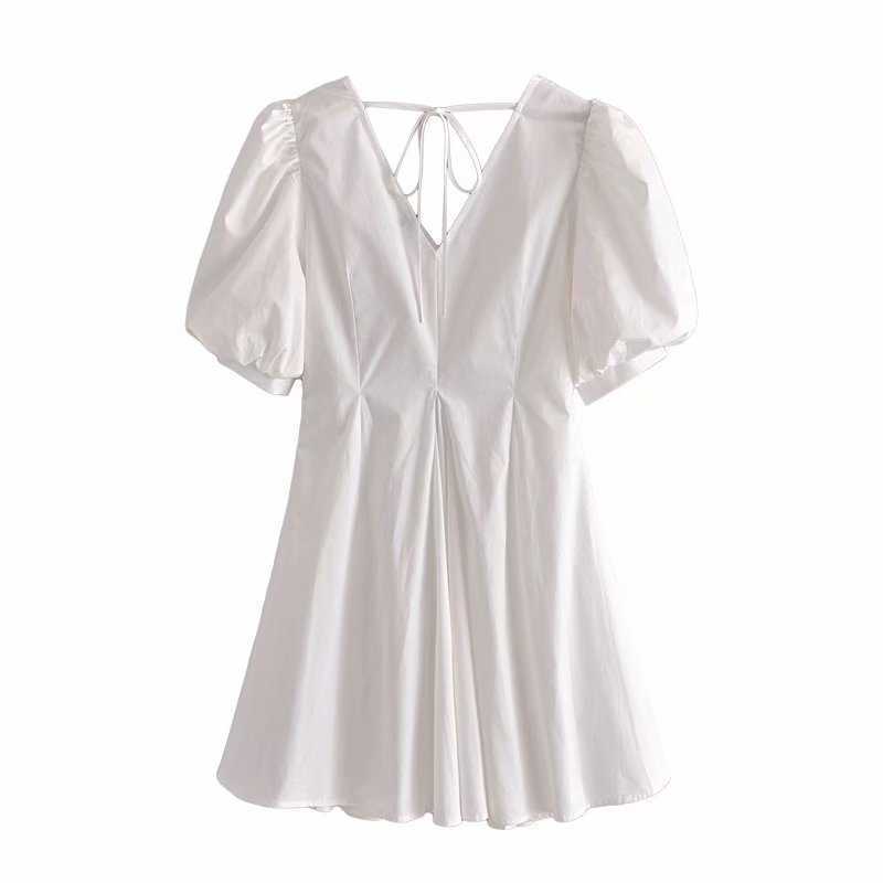 Summer Dress Women Puff Sleeve Dress elegant Casual Fashion Chic Lady Woman Vintage Dresses Robe Femme 210709