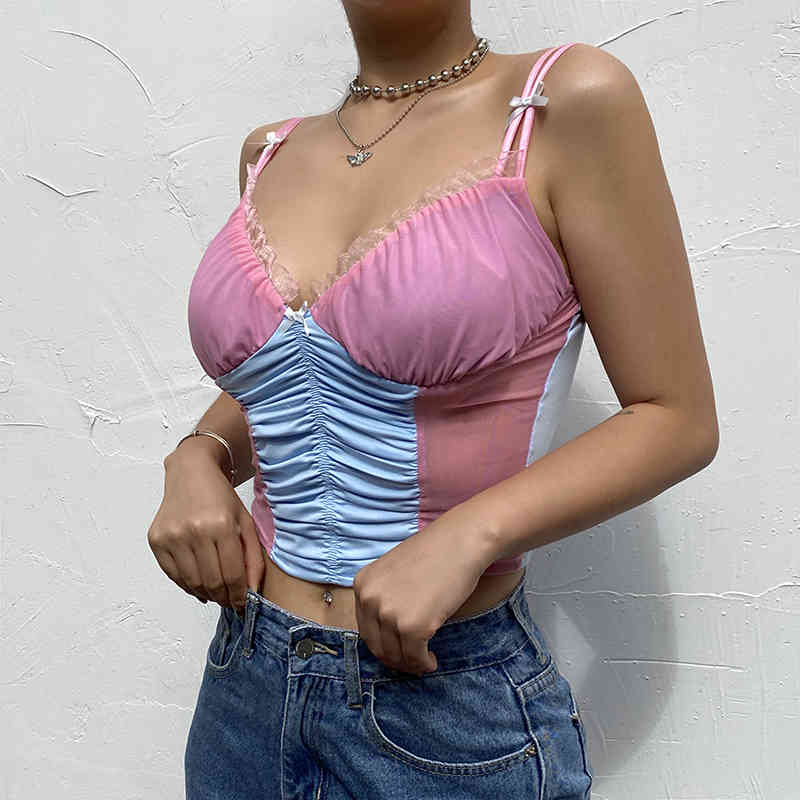 SUCHCUTE women's T-shirts bow ruffles basic tee with stap E girl summer gothic vintage tops female streetwear 90s clothe 210406