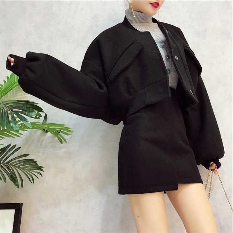 Women's Jackets Bat 2021 Sleeve Woolen Short Loose Autumn Spring Jacket With Skirt Women High Waist Irregular Streetwear Coat Female Cloak T, Black;brown
Women's Jackets Bat 2021 Sleeve Woolen Short Loose Autumn Spring Jacket With Skirt Women High Waist Irregular Streetwear Coat Female Cloak T, Black;brown