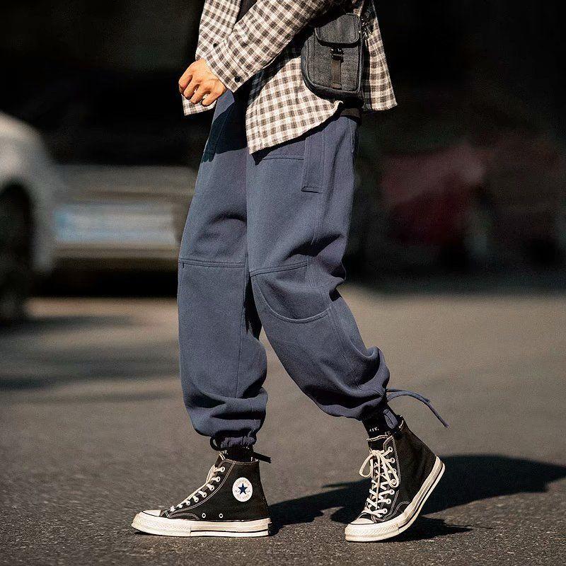 Overalls Men's Trend Ins Brand Winter Hip-hop Loose Straight Wide-legged Drawstring Sports Pants Autumn