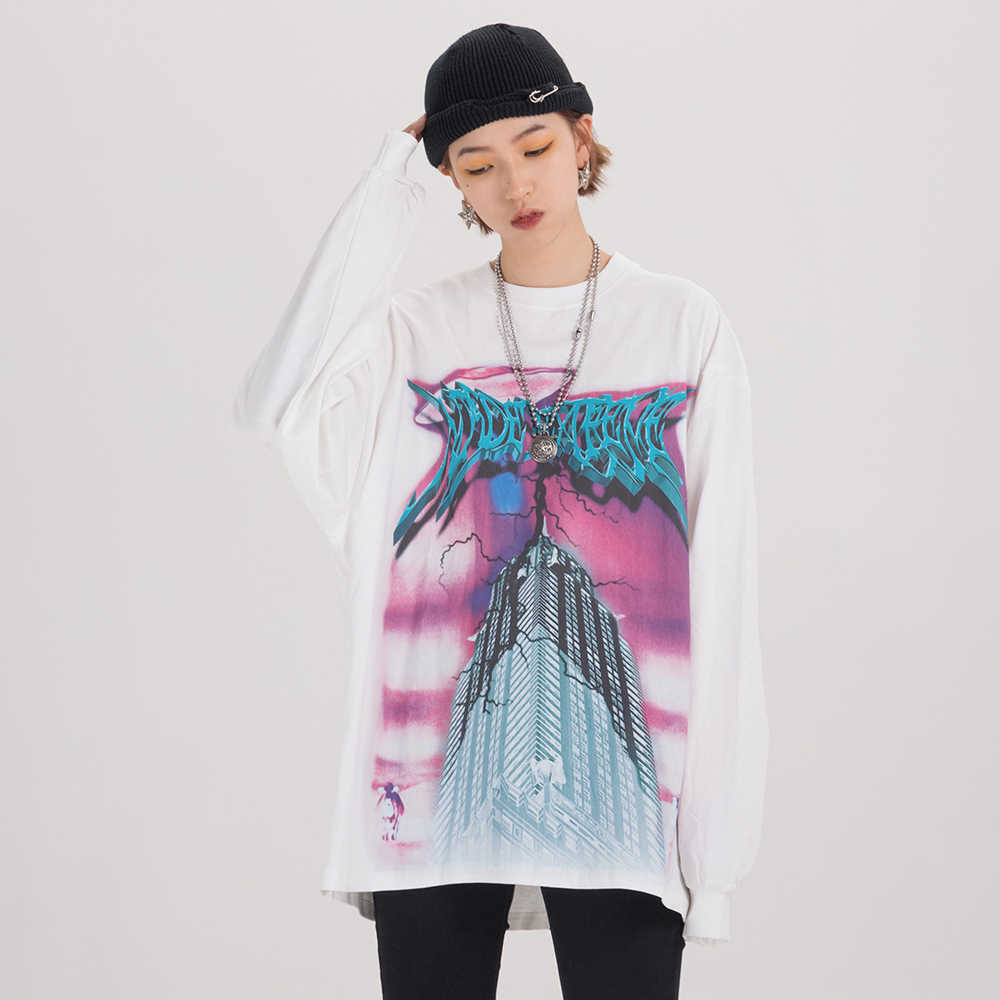 Lighting Graphic Long Sleeve T Shirts Gothic Punk Rock Tees Men Hip Hop Streetwear Goth Fall Trending Clothes Top 210629