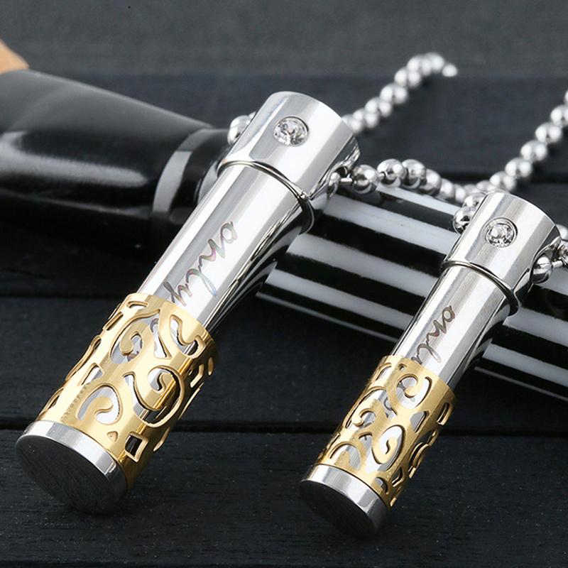 Pendant Necklaces Stainless Steel Essential Oil Container Necklace Diffuser Locket Perfume Bottle Couple Chain, Silver
Pendant Necklaces Stainless Steel Essential Oil Container Necklace Diffuser Locket Perfume Bottle Couple Chain, Silver