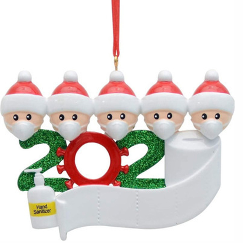 Lovely 2020 Gift Ornament Personalized Family 2 3 4 5 PVC Decorations Masked Snowman Christmas Tree Hanging Pendant VT1716 Free shipping