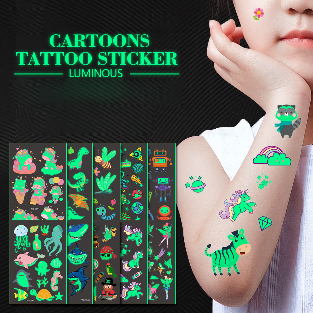 Kids Luminous Cartoon Sticker Unicorn Mermaid Pirate Fluorescent Green Award Waterproof Sweat Fake Tattoo Educational Learning Toy for Children Birthday Gift
Kids Luminous Cartoon Sticker Unicorn Mermaid Pirate Fluorescent Green Award Waterproof Sweat Fake Tattoo Educational Learning Toy for Children Birthday Gift