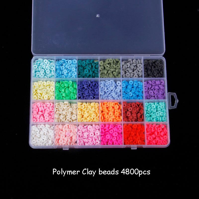 Charm Bracelets 4800pcs Handmade Color Jewelry Making Supplies Kit Accessories Flat Round Polymer Clay Spacer Beads DIY Necklace Set