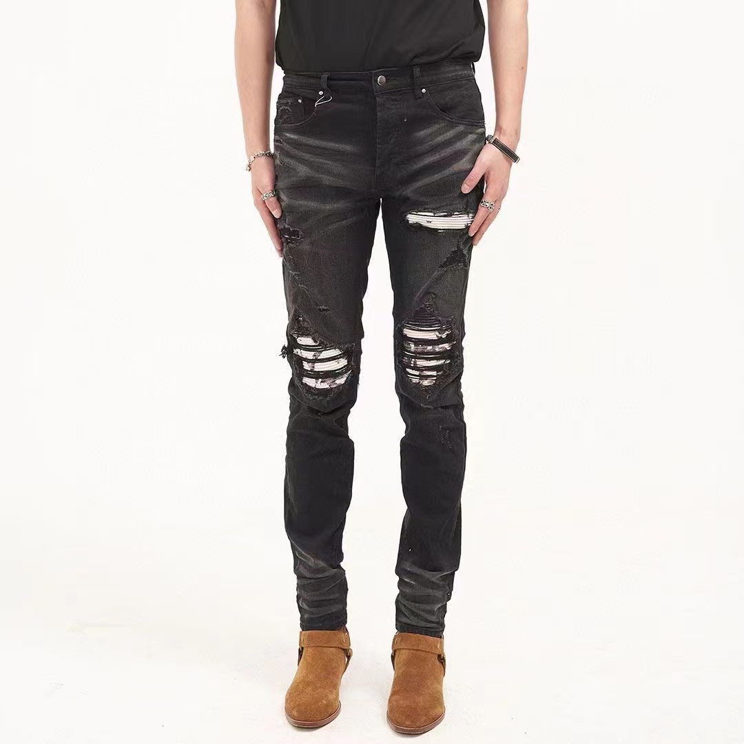 Mens jeans European and American fashion hip hop fashion, hole patch sanding leisure slim pants teenagers, Black
Mens jeans European and American fashion hip hop fashion, hole patch sanding leisure slim pants teenagers, Black