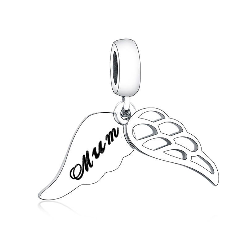 Fit Original Brand Charm Bracelet Necklace 925 Silver Mom Dad Son Angel Wing Fly Bead Dangle Making Family Berloque