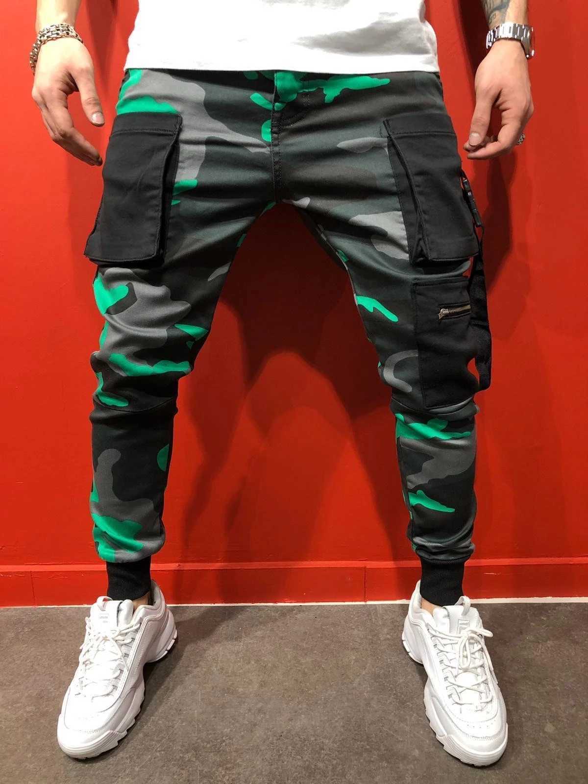Cargo pants Men Casual Joggers Pants Solid Male Multi-pocket Trousers New Mens Sportswear Hip Hop Harem Pencil Pants Y0811