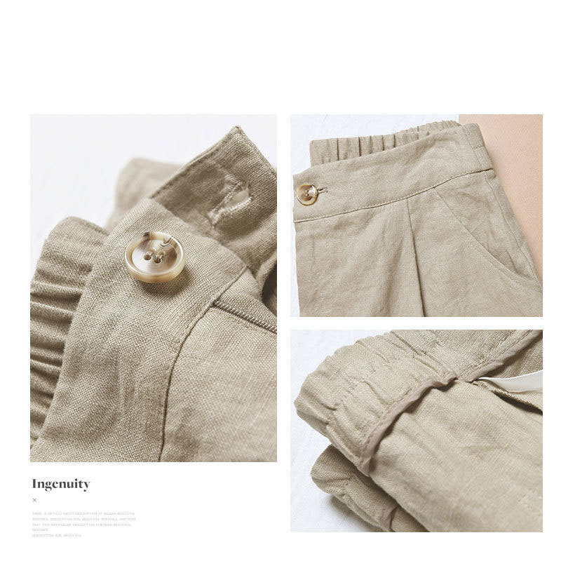 Summer Fashion Women High Waist Harem Pants Plus Size Loose Calf-length all-matched Casual cotton linen pants D166 210512