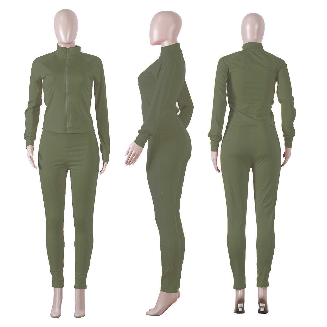 Designers Women Clothes 2023 multicolor long sleeve coat sports suit two-piece set