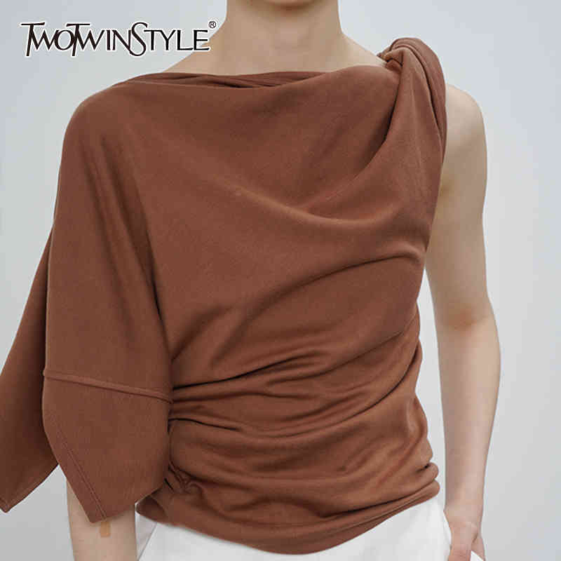 White Minimalist Tops For Women Irregular Collar Short Sleeve Asymmetrical T Shirt Female Fashion Clothing 210524, Brown
White Minimalist Tops For Women Irregular Collar Short Sleeve Asymmetrical T Shirt Female Fashion Clothing 210524, Brown