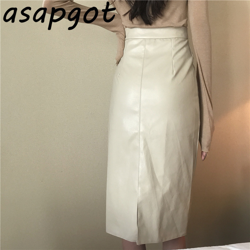 Skirts Slim Wrap Hip High Waist Plus Size Black PU Leather Skirt Women Streetwear Autumn Chic Wild Mujer Faldas Solid Casual 210429