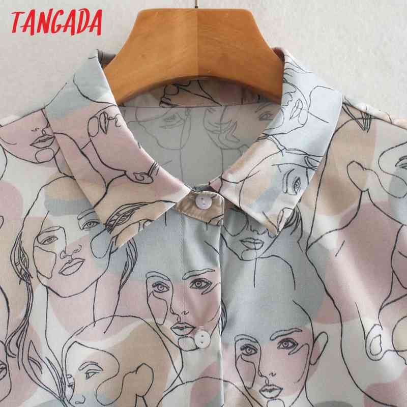 Women Vintage Print Summer Blouse Lady Flare Sleeve Casual Shirts Chic Tops XN325 210416