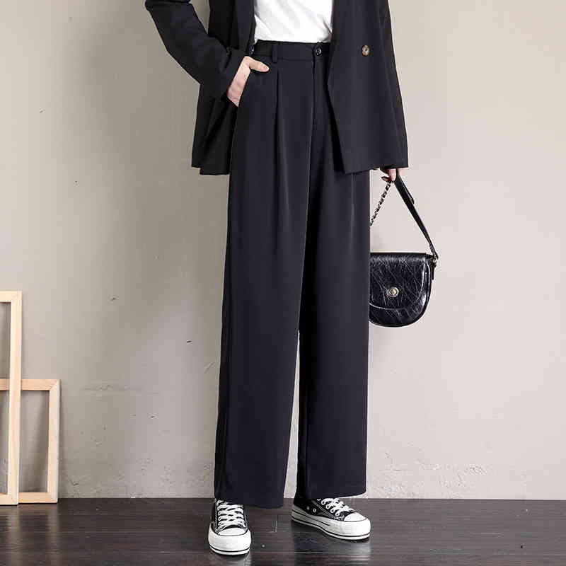 women's pants & capris women full-length simple elegant slim students womens straight trousers korean style female so, Black;white
women's pants & capris women full-length simple elegant slim students womens straight trousers korean style female so, Black;white