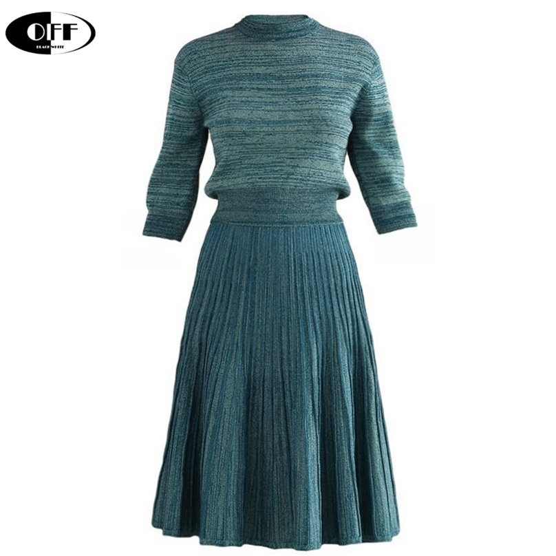 Italy Style Spring Women Suit Half Sleeve Knit Top Pleated Skirt Two-Piece Set Lady Elegant elasticity knitting pullover Skirts 211106
Italy Style Spring Women Suit Half Sleeve Knit Top Pleated Skirt Two-Piece Set Lady Elegant elasticity knitting pullover Skirts 211106