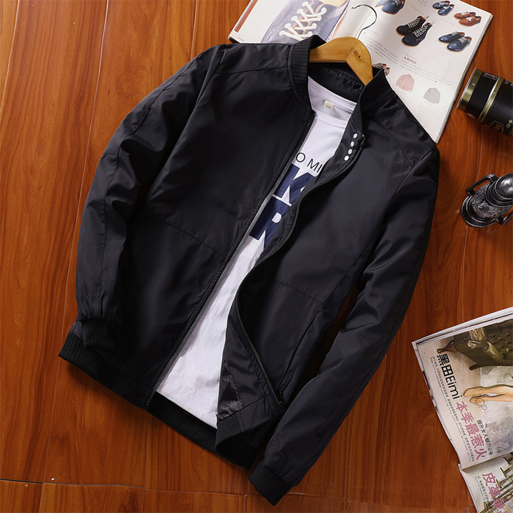 jacket Thin Slim Men's Casual Long Sleeve Men's Casual Jacket Polyester Autumn Fashion zipper jacket JK19074 210518
