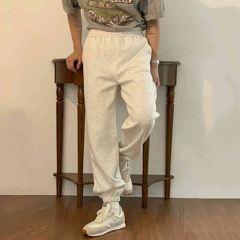 IEFB Men's Clothing Sports Pants Medium High Waist Leggings Korean Trend Loose Straight Sweatpants Elastic Waist Causal 9Y6917 210524