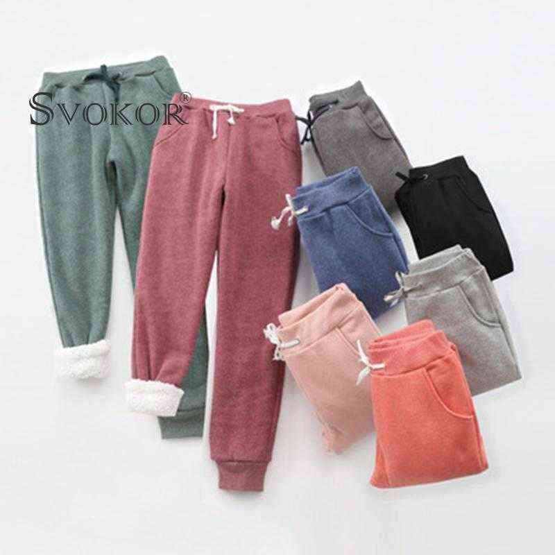 SOKOR Women Winter Warm Pants Cashmere Velvet Thick Casual Cotton Trousers Straight Sports Harem Girl Cold-Resistant 211115