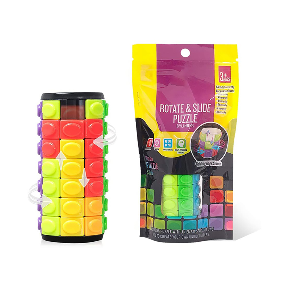 Rptate & Slide 3D Puzzle Magic Cube Tangram Fidget Toys Antistress Slide 5 Layers IQ Fit Cognitive Educational Games Chirstmas Gift for Kids Adults Ba
