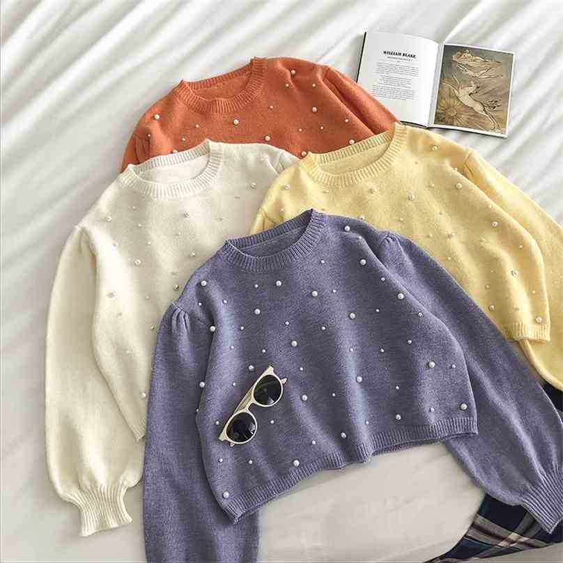 Fashion Autumn Winter Beading Cropped Sweater Women Loose Long Sleeve Pullover Top Korean Sweet Knitted Sweaters 210525, White
Fashion Autumn Winter Beading Cropped Sweater Women Loose Long Sleeve Pullover Top Korean Sweet Knitted Sweaters 210525, White