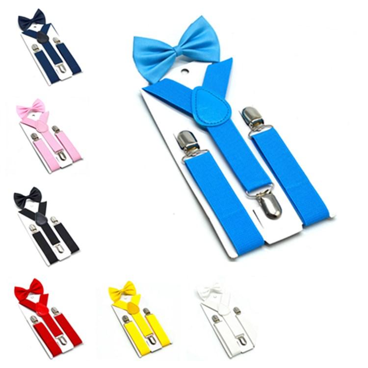 2021 Kids Suspenders Bow Tie Set 7 Colors Boys Girls Braces Elastic Y-Suspenders with Bow Tie Fashion Belt child Accessories