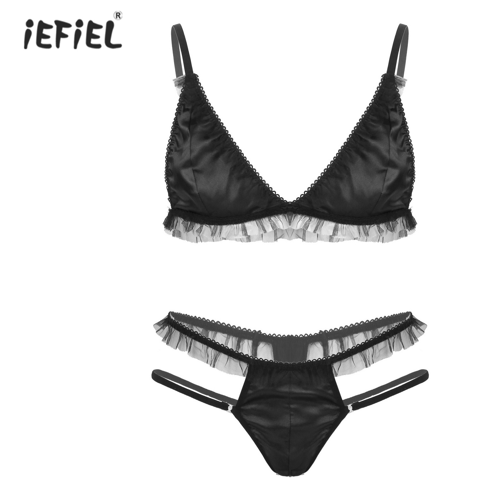 Mens Erotic Sissy Lingerie Set Leather Lace Trimmed Sexy Suit Underwear Hot Bra Tops and G-string Thong Briefs Panties with Lace
Mens Erotic Sissy Lingerie Set Leather Lace Trimmed Sexy Suit Underwear Hot Bra Tops and G-string Thong Briefs Panties with Lace