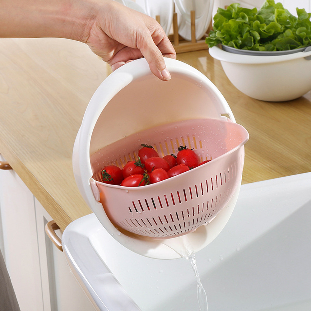 Portable and removable double layer fruit and vegetables clean basket sink filter kitchen