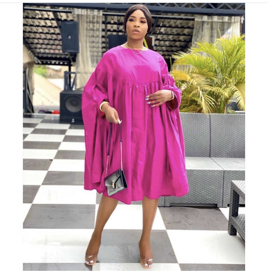 Women Loose Dresses O Neck Pleated Casual Fashion Large Size Ladies Female African Fashion Spring Summer Baggy Robes 210630